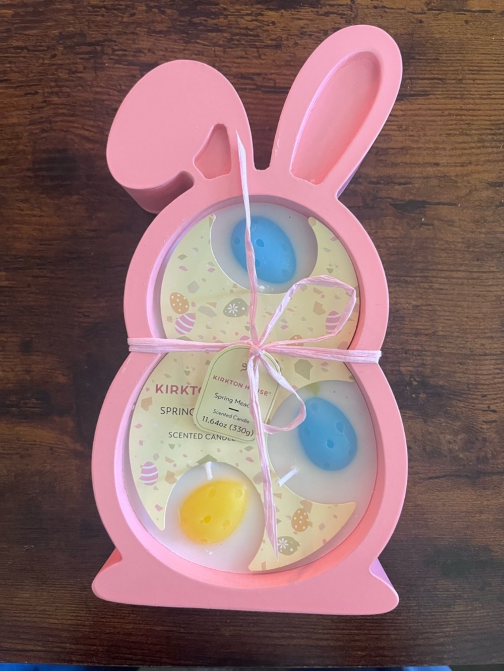 Kirkton House Pink wooden Bunny Candle